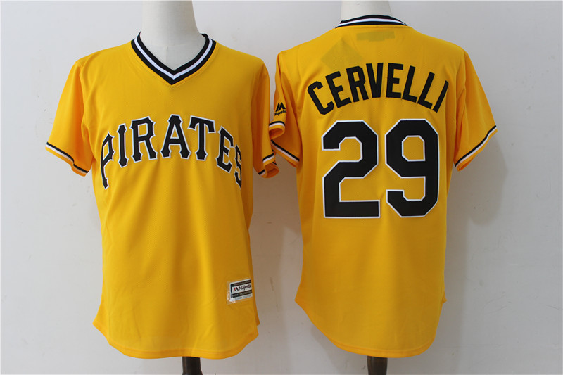 2017 MLB Pittsburgh Pirates #29 Cervelli Yellow Throwback Game Jerseys->pittsburgh pirates->MLB Jersey